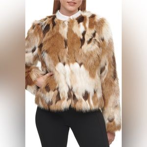 Karl Lagerfeld Paris Faux Fur Shag Jacket